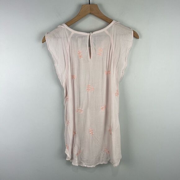 Hinge Light Pink Embroidered Floral Sleeveless Blouse S - Picture 4 of 4